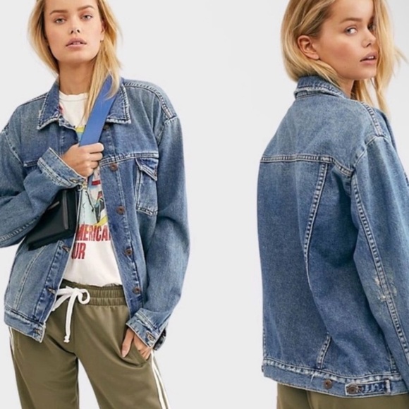 Free People Ramona Trucker Denim Jean Jacket M - Picture 3 of 16